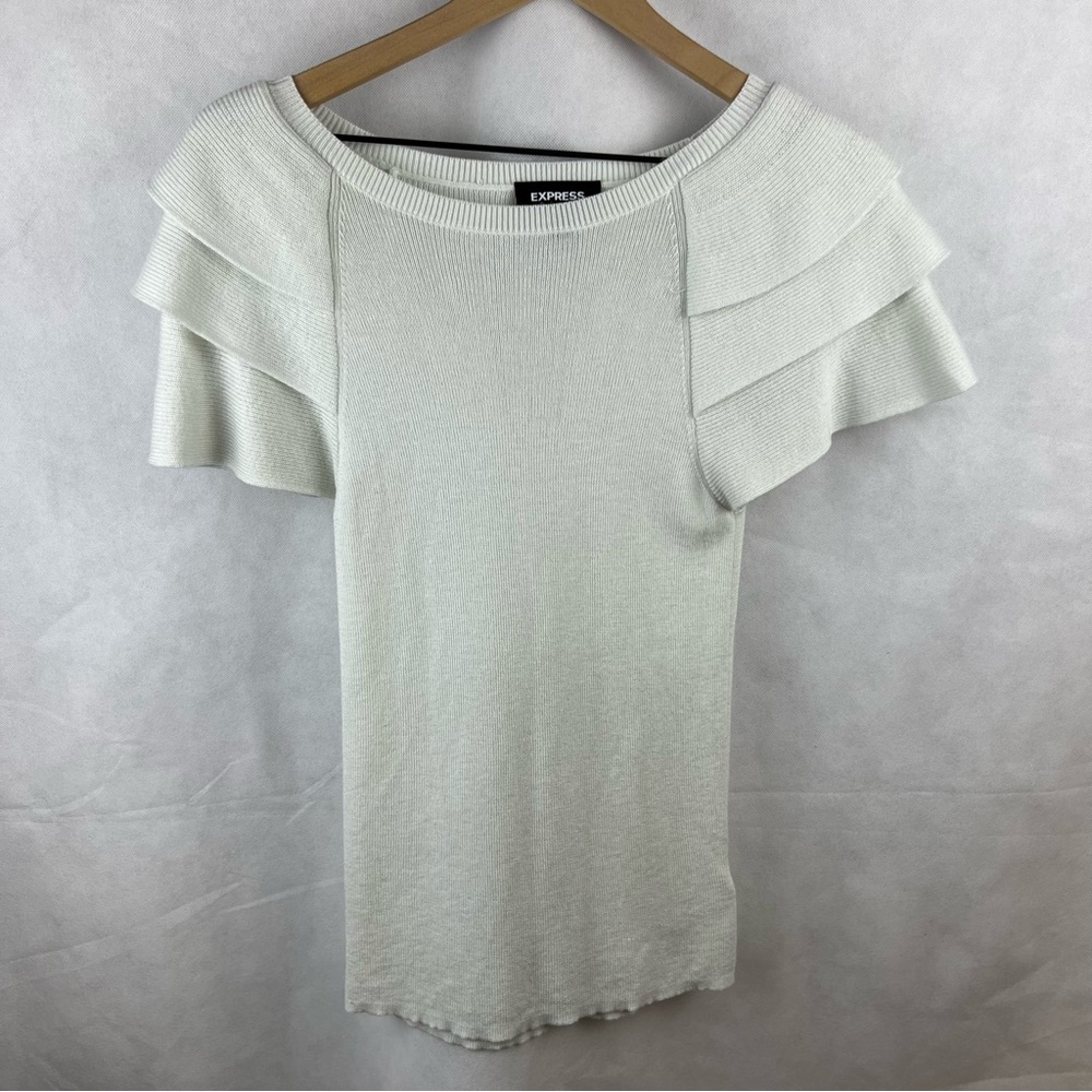 Express Ruffle Shoulder Sweater Top
